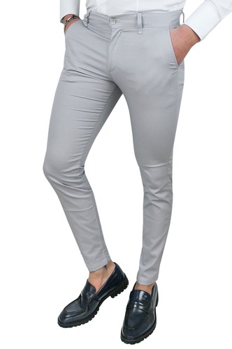 PANTALONI UOMO BATTISTINI GRIGIO CHIARO CASUAL ELEGANTI SLIM FIT ADERENTI  COTONE | eBay