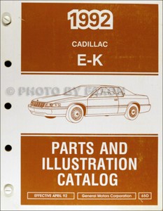 1992 Cadillac Eldorado and Seville Parts Book Part Number Illustration Catalog