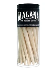 Malana Organic King Cones 50 Pack~Cigarette Rolling Paper Free Tube Holder