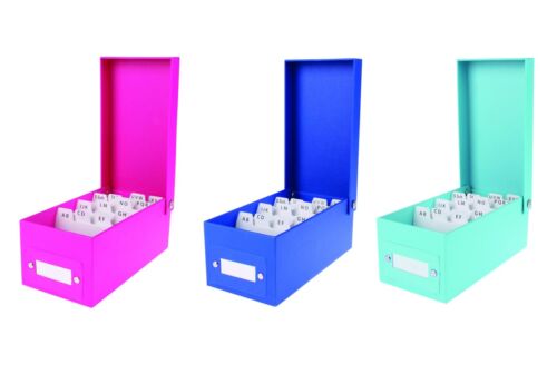 3x Lernbox DIN A8 / Karteikasten / 1200 Karteikarten / je 1x pink, türkis + blau - Bild 1 von 1