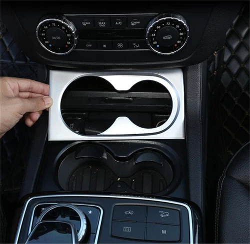 Silver ABS Central Control Cup Holder Panel Cover For Benz GL GLE GLS ML 2013-19 - Bild 5 von 12