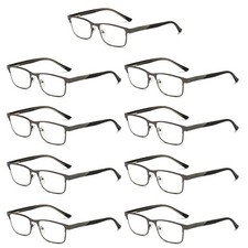 9 PK Mens Metal Frame Blue Light Blocking Reading Glasses Spring Hinge Readers