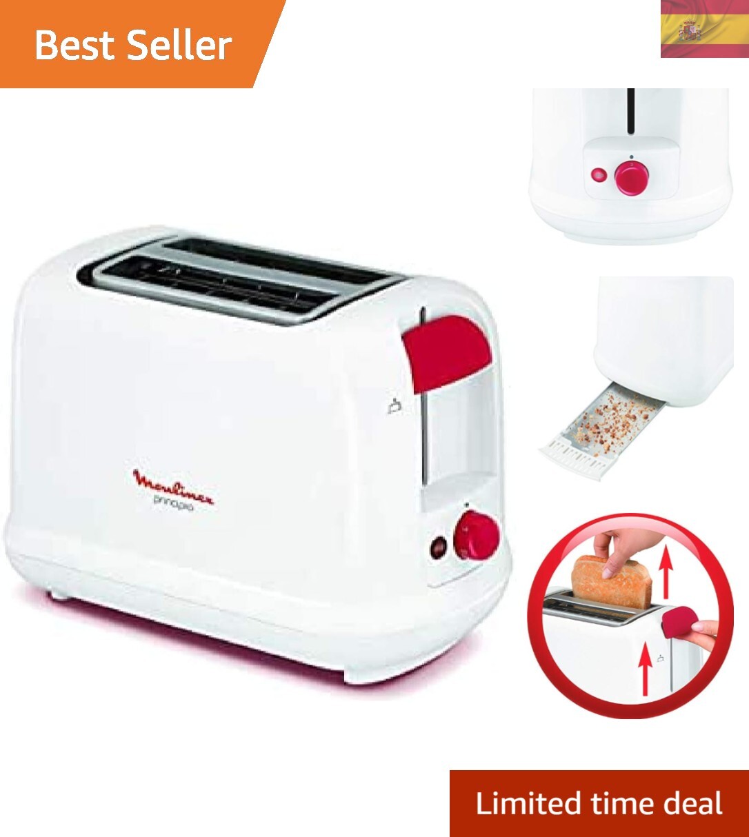 Moulinex Tostadora de Dos Ranuras - 7 Niveles de Tueste y Bandeja Recoge-Migas