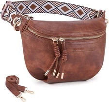 Fanny Pack Crossbody Bags for Women Vegan Leather Belt Bag Waist Pack 1-1 brown