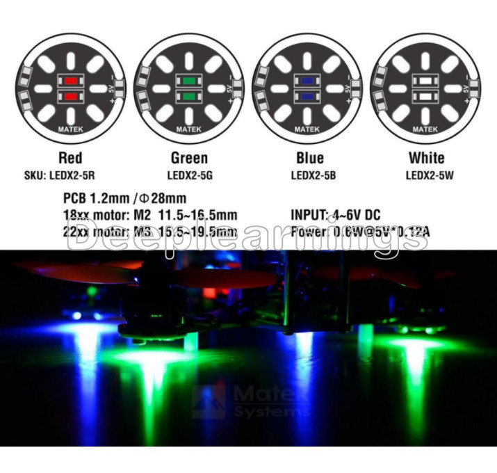 2PCS LED X2/5V Motor Mount Light Board for 2204 2206 1806 Multicopters FPV Drone