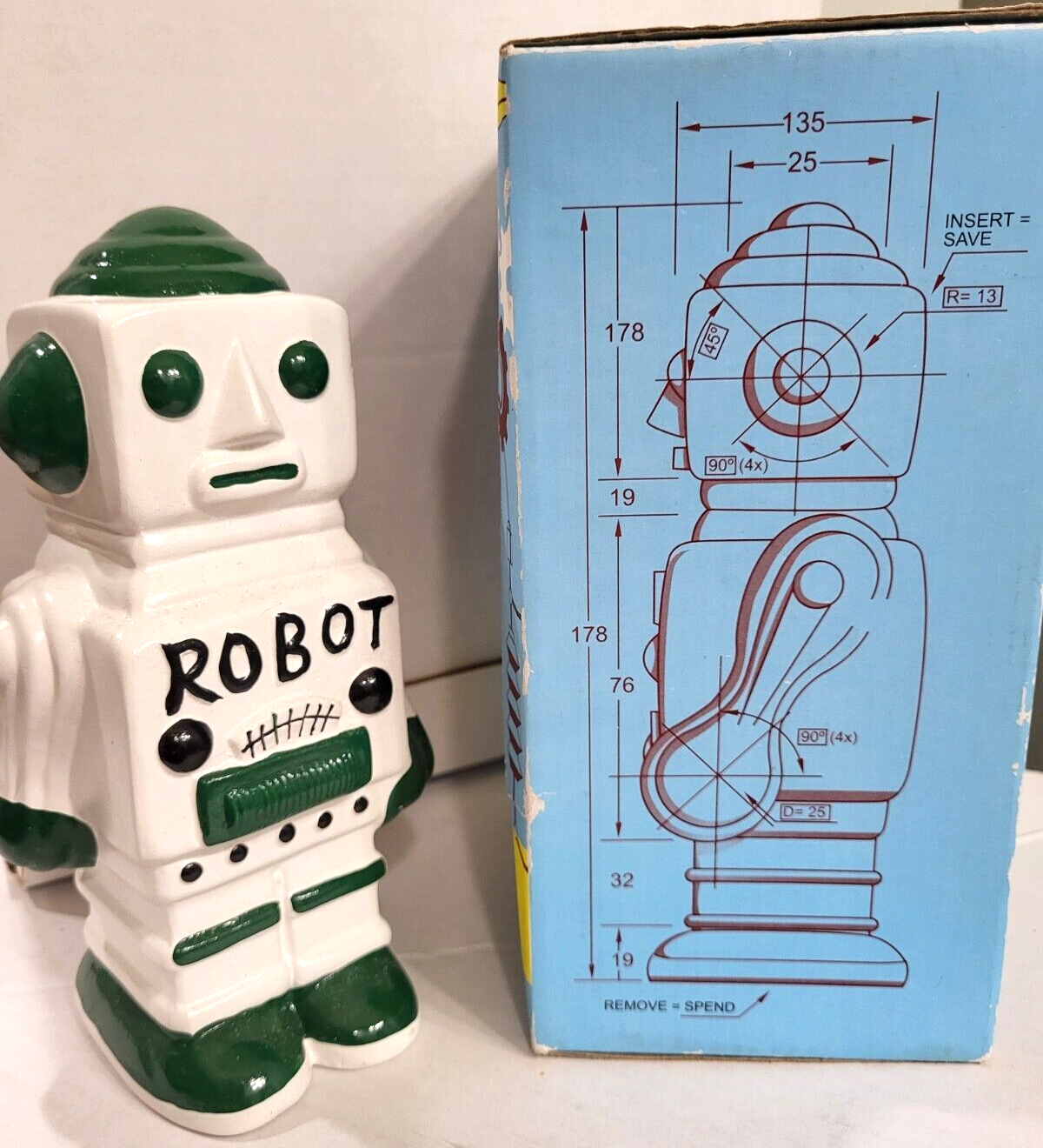 레트로 로봇 코인 슬롯 저축 은행 7 하이 그린 세라믹 신제품-Freehip.co.kr