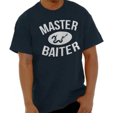 Funny Fishing Humor Master Baiter Innuendo Mens Casual Crewneck T Shirts Tees