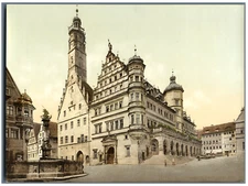 Rothenburg o/T. Town Hall. PZ vintage photochromic, Germany photochromic, vi