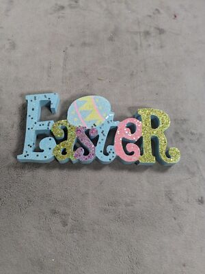 Sparkle Wood Easter Table Block Decor 4'' x 9''