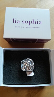 Lia Sophia Silber Statement Kristall Stein Ring Größe 7 N 1/2 Weihnachten Valentinstag