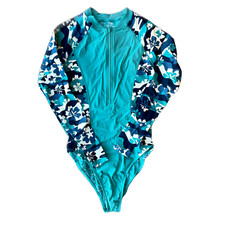 Brand New Womens Salty Crew Deep Sea One Piece Rashguard Sea Green