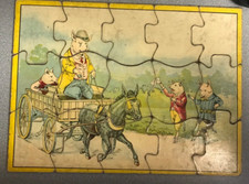 Vintage Nursery Rhyme Pig Puzzle 1930s 15 Piece Cardboard Puzzle