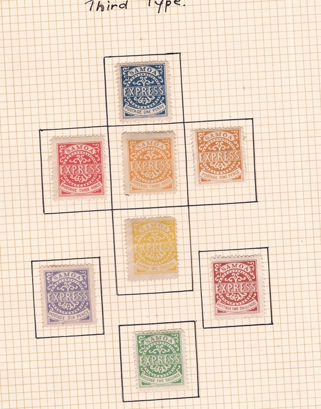 SAMOA  EXPRESS  ^^^^^  x8  hinged  CLASSICS  FORGERIES(reprints  @ dco4033sa456