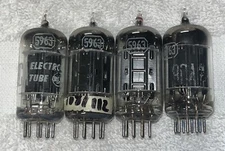 Lot Of 4 RCA 5963 / 12AU7 / ECC82 preamp tubes, Black Plates TV7U Tested Strong