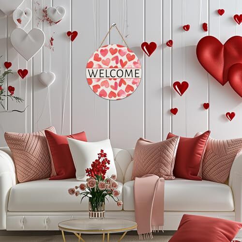 Valentines Day Door Decorations Heart Wreath Pink Red Heart Valentines Day - Picture 2 of 7