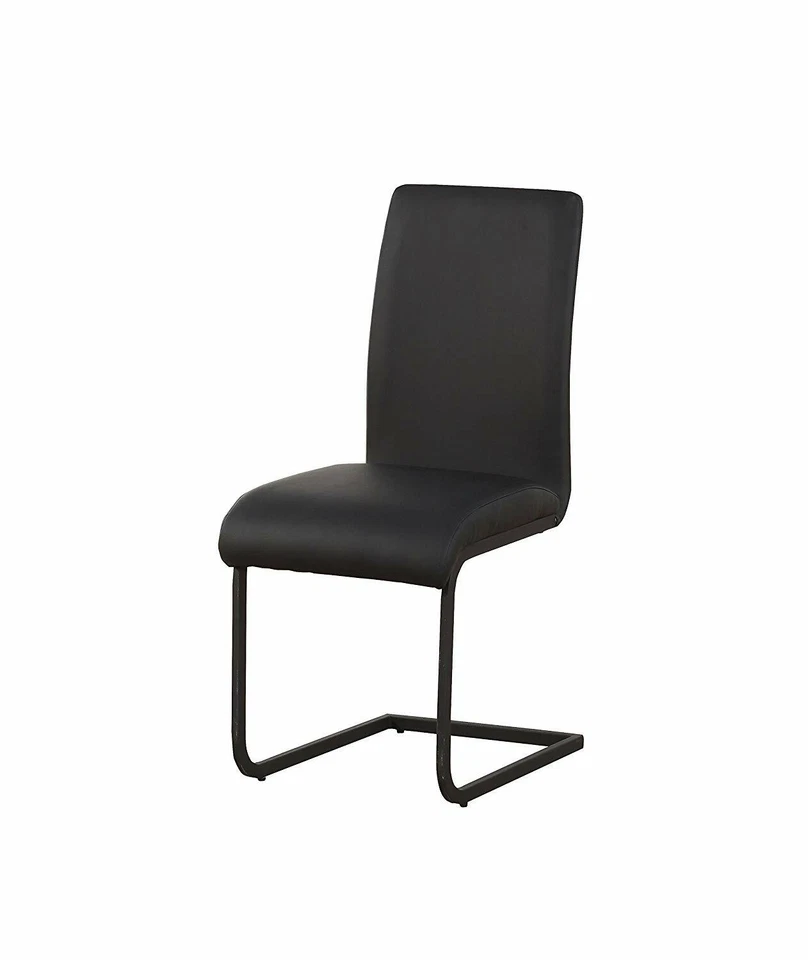 Fashion Gracie Black Faux Leather Seat Back Armless Dining Side Chair Set of 2 - Image 2 of 4