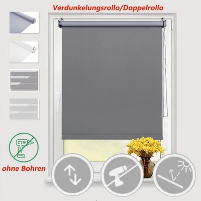 Verdunklungsrollo Thermo Rollo Klemmfix Blickdicht Rollos ohne Bohren Verdunkelu