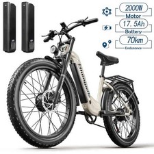 Dual Motor 26" 2000W 48V 17.5AH Ebike Oil Brake Electric Bike with 2 Batteries