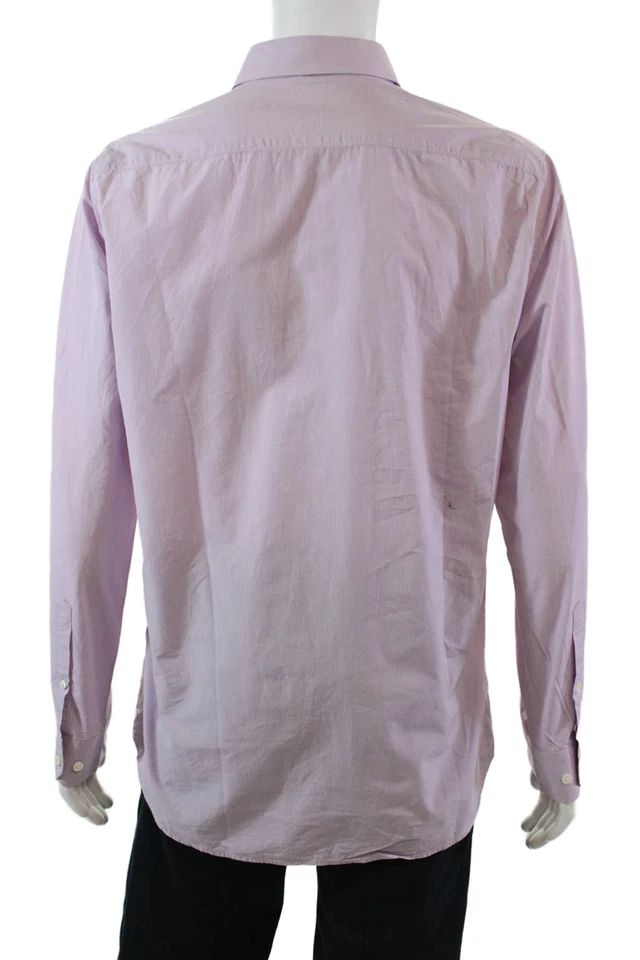 Camisa de vestir Elie Tahari para hombre de algodón manga larga con botones lila talla 16 Foto 3 de 4
