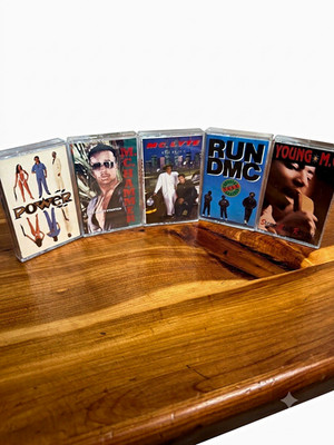 Lot of 5 Hip-Hop Cassette Tapes Run DMC MC Hammer MC Lyte Young MC Power