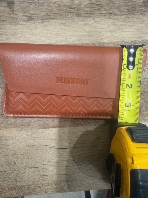 AUTÉNTICO ESTUCHE Y TELA PARA GAFAS DE CUERO EN RELIEVE CHEVRON MARRÓN MISSONI Foto 4 de 4