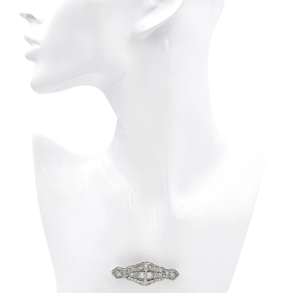 Broche antiguo de diamantes euro de oro amarillo de 14k y platino Foto 3 de 4