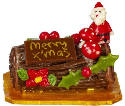 Puppenhaus Schokolade Weihnachtsscheit Weihnachtskuchen Festlich Backladen Zubehör