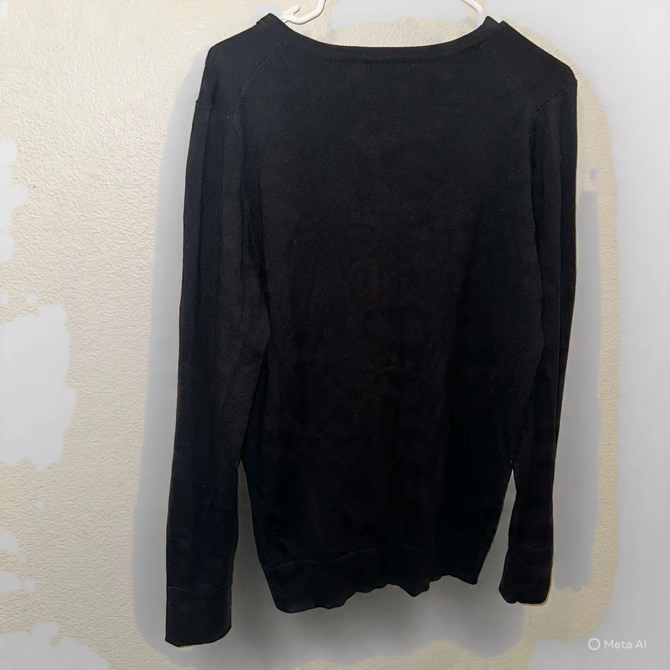 Suéter Kirkland Signature para mujer negro mezcla de algodón cuello en V talla XL Foto 2 de 4