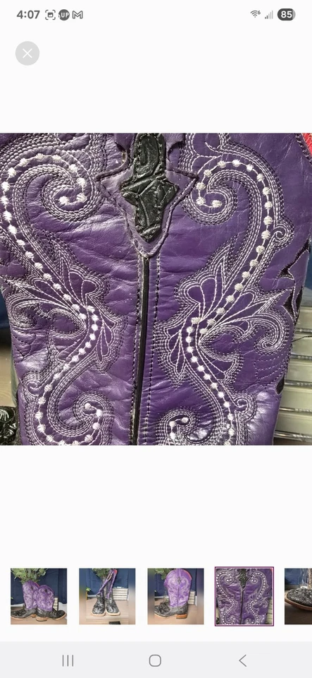 Mujer FERRINI * Cuero * Caimán * Botas Western Show * Talla 9/9.5 * 12" de Alto Foto 4 de 4