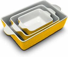 NutriChef 3Pcs. Nonstick Ceramic Bakeware Set, Assorted, Yellow