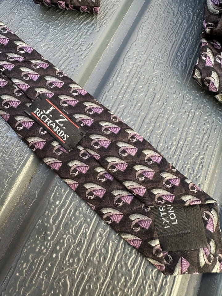 Lote de 3 corbatas JZ Richards Boulder para hombre 100 % seda negras doradas amarillas NUEVAS Y usadas Foto 4 de 4