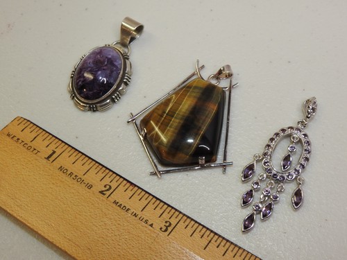 #6-3 Sterling Silver Pendents, L. Yazzie Sterling Silver Navajo Indian Jewelry