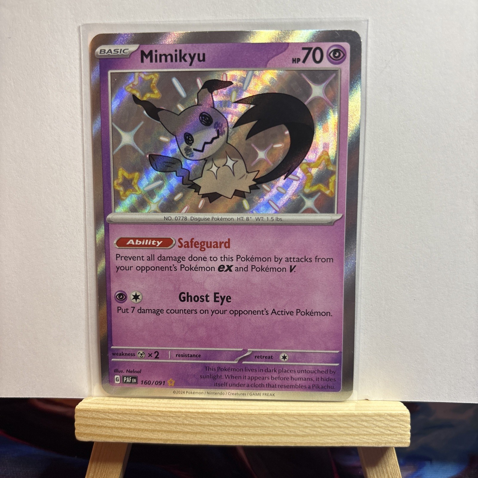 Mimikyu 160/091 Pokemon TCG Paldean Fates Shiny Rare Card Near Mint Condition