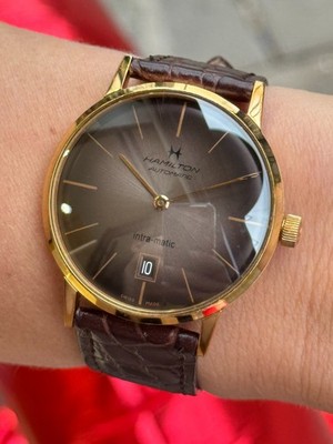 Hamilton Intra Matic Automatic Watch H384650 Brown Dial Mens 38mm Swiss Made