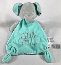 Baby Starters Lovey Plush Elephant Little One Teal Green Satin Back Knot Toy GUC