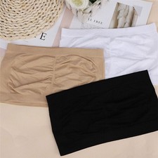 3 Pack Women Ladies Strapless Seamless Bandeau Bra Boob Tube Comfort Tops