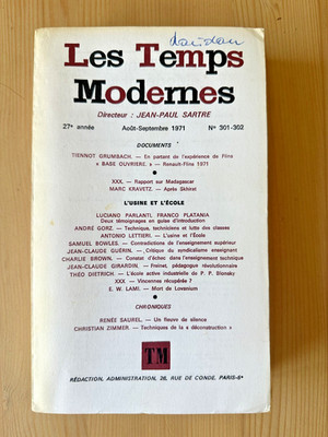 Les Temps Modernes Nr. 301-302 * L'Usine & L'Ecole * 1971