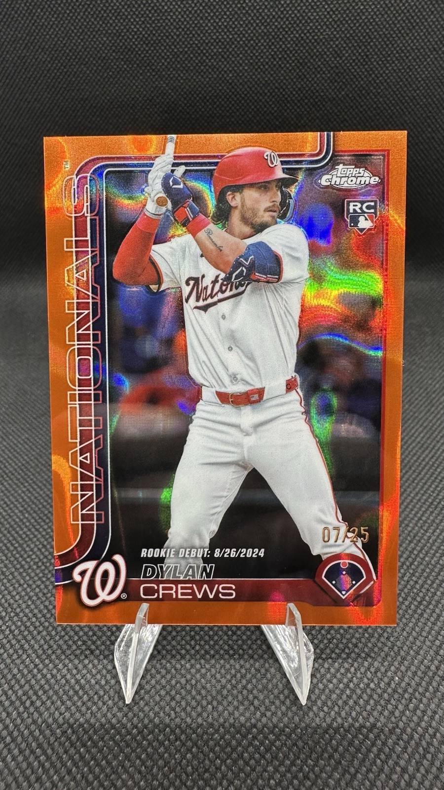 2025 Topps Chrome Update Dylan Crews Rookie Debut Orange Lava /25 Nationals