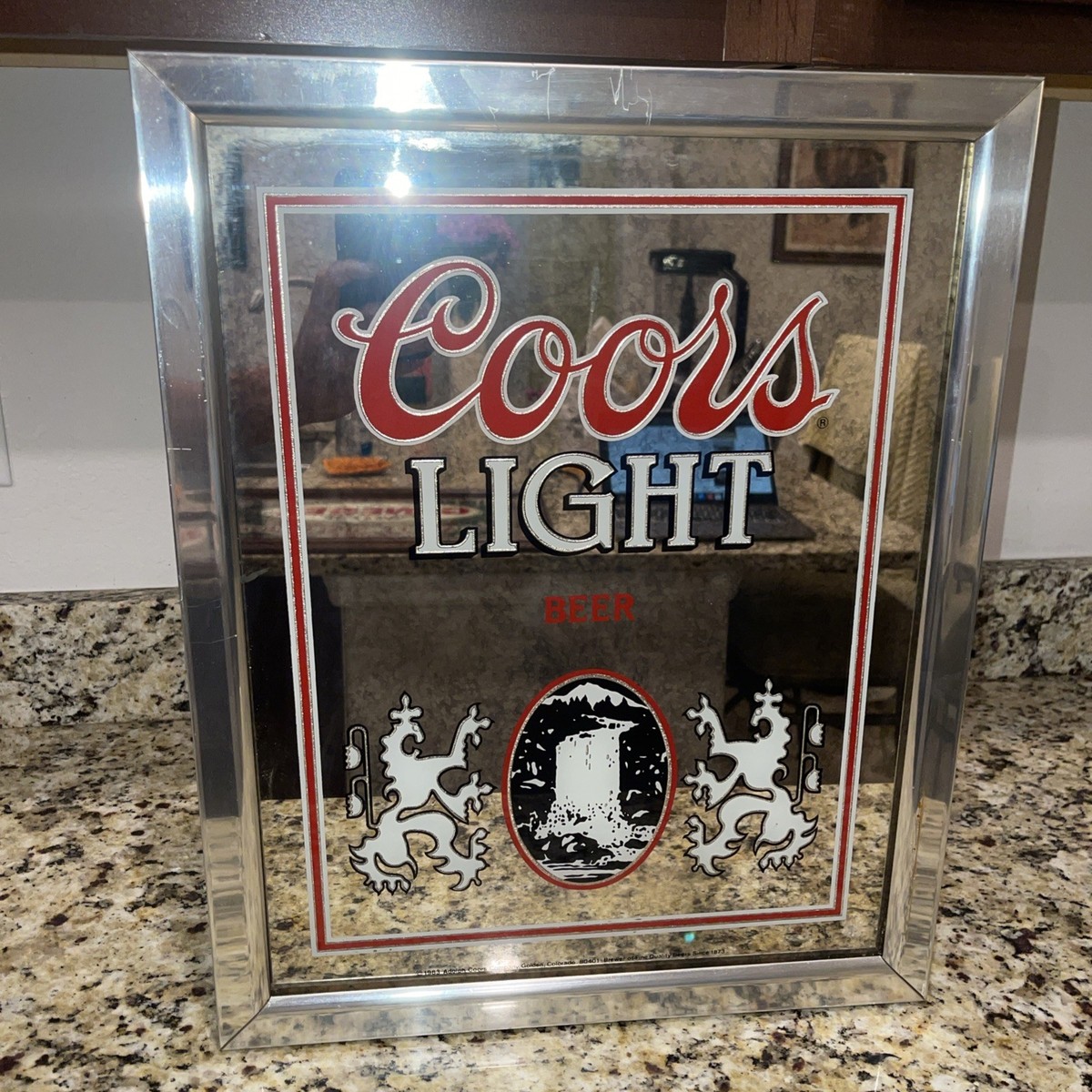 Vintage 1983 Adolph Coors Light Beer Bar Mirror Advertising Sign