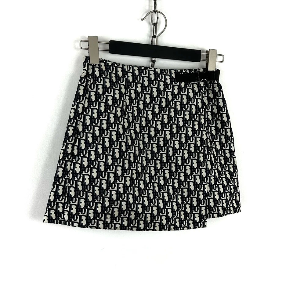 Falda corta Christian Dior monograma motivo oblicuo jacquard técnico azul talla M Foto 4 de 4