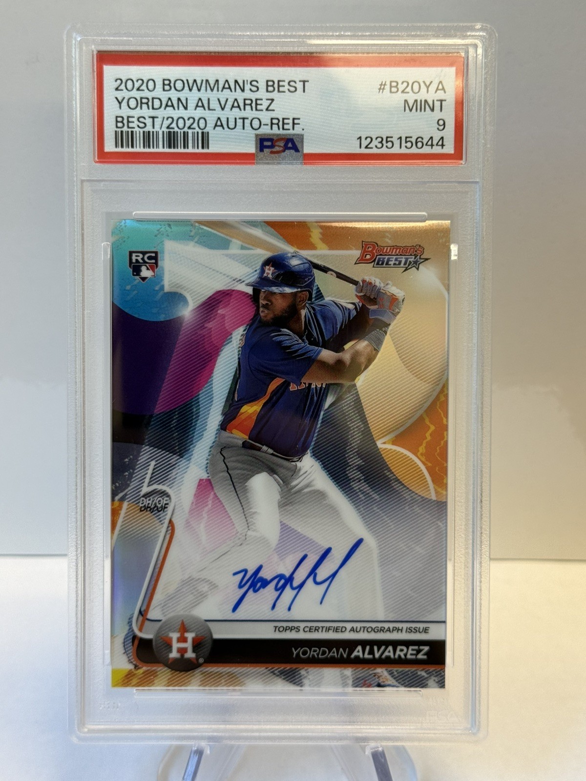 2020 Bowman’s Best Yordan Alvarez RC Refractor Auto PSA 9 view 1
