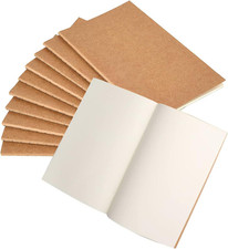 A5 Plain Paper Notebooks - 10 Pack, 72 Pages Each, Kraft Cover Blank Notebook,