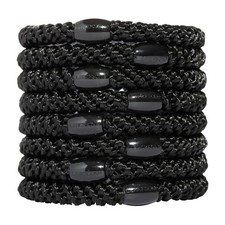 Grab & Go Ponytail Holders Black 8-Pack Secure Gentle Hair Elastics