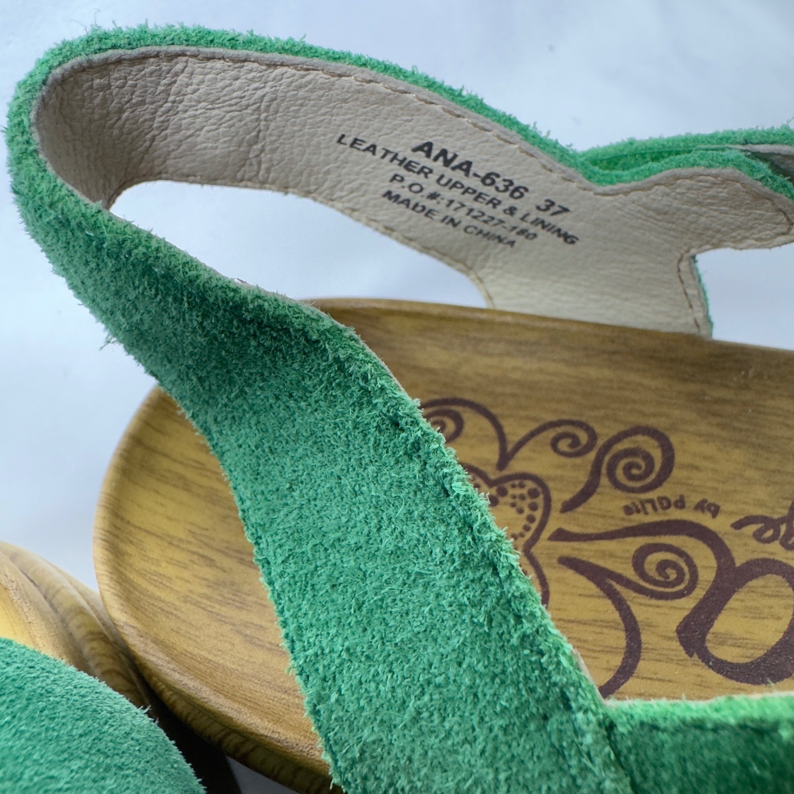 APL Sandali donna estivi Alegria Anah slingback taglia 37 US 7 pelle scamosciata verde.