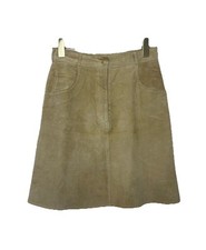 VTG 70  s Tan Suede Leather Skirt S/M Highwaisted Knee Length Bohemian Western