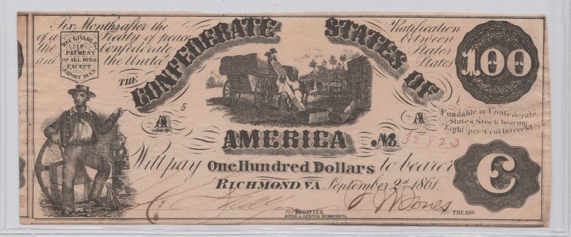 1861 $100 Richmond, VA Confederate piece, CS-13 - Ungraded