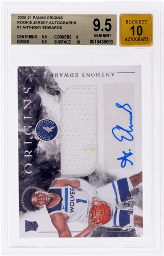 2020 Panini Origins Anthony Edwards Rookie Jersey Auto /99 BGS 9.5/10 RC