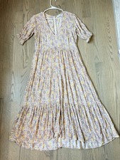 Anthropologie Faithfull The Brand Floral Tiered Midi Dress Muted Floral Size 2