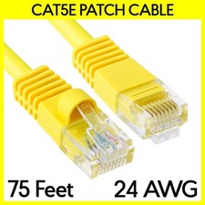 75FT Cat5e Patch Cord Yellow Cat 5e Ethernet Cable RJ45 Internet NAS Modem Cord