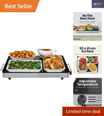 Elegante elektrische Warmhalteschale, 53x41 cm, einstellbare Temperatur für Buffets & Partys